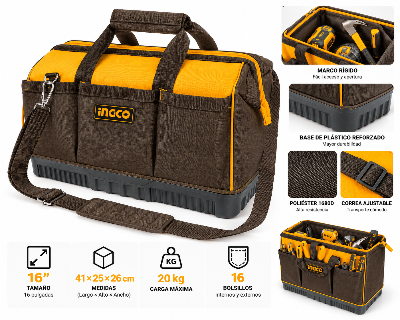 Bolsa de herramientas INGCO 16" HTBG08